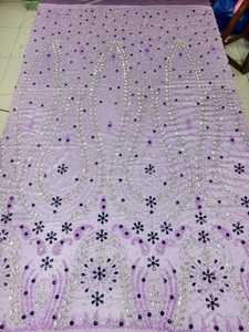 Rhinestone Beads <b>Net</b> Lace <b>Fabric</b> Eco-Friendly High Quality Nonwoven Medium Weight Customized Color Handmade Embroidery Wedding - Product Image 3