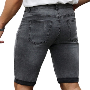 Pantalones Cortos de Mezclilla Grises Rotos para Hombre, Ajuste Delgado Casual, de Algodón, Cintura Media, Secado Rápido, Transpirables, Estilo Vintage Lavado, Ropa Urbana de Verano, Hasta la Rodilla - Product Image 2