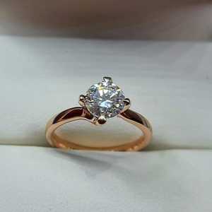 Anillo solitario de diamante cultivado en laboratorio de 1.01 quilates, corte brillante redondo, con engaste tipo catedral, para mujer, en oro macizo de 14 quilates, regalo de aniversario para parejas. - Product Image 1