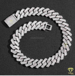 Collier personnalisé Trisha Jewels CC006 avec cadenas, chaîne cubaine de 18 mm, diamants Moissanite VVS, argent sterling 925, style Hip Hop Iced /IGI - Product Image 5