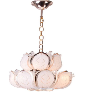 Lámpara de techo curva de bronce antiguo vibrante con múltiples brazos y pantallas de tulipán en naranja brillante, disponible a precios de mayorista. - Product Image 3
