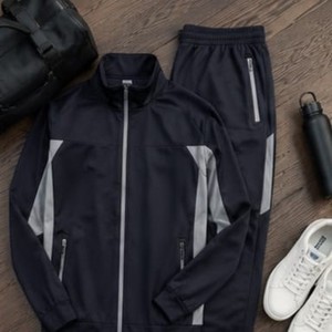 Conjunto Deportivo para Hombre, Color Negro, Manga Larga, Cierre de Cremallera, Estilo Deportivo, Color Sólido, Poliéster, Ropa de Otoño con Bolsillos Laterales - Product Image 6