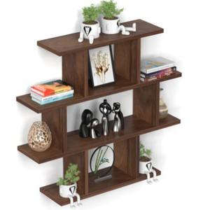 Étagère murale à 4 niveaux Senara en bois d'ingénierie, meuble de rangement pour livres et dossiers - Product Image 2