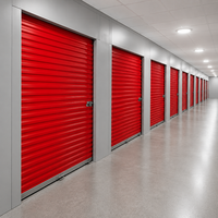 Unidades de Almacenamiento Modernas para Interiores con Puertas Enrollables Rojas, Sistema Modular de Almacenamiento para Instalaciones Comerciales de Almacenamiento en Casilleros