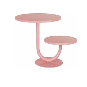 Support à gâteau rond en aluminium bleu métallisé, support à gâteau décoratif en métal à 2 niveaux, support à gâteau parfait pour la table à manger à la maison - Product Image 4