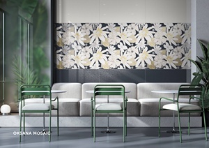 Azulejos florales escandinavos de 600x1200 con patrón de hojas verdes y flores amarillas para decoración de paredes (S) - Product Image 5