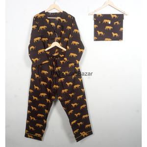 Conjunto de pijama de algodón para mujer, ropa de dormir estampada, conjunto de pijama de dos piezas con cintura elástica, pantalones de manga larga para verano - Product Image 5
