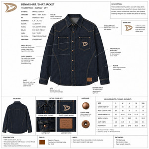 เสื้อแจ็คเก็ตยีนส์สีน้ำเงินเข้มแบบไม่ซักล้าง สไตล์ฮิปฮอปแนวสตรีทแวร์ ตกแต่งกระดุมแป๊กพร้อมตราสัญลักษณ์แบรนด์ เสื้อสตรีทแวร์ Y2K แบบติดกระดุมแป๊ก - Product Image 6