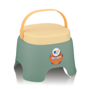 Carry On <b>Stool</b> Blue Plastic With PU Leather Seat <b>Portable</b> Home Furniture for Living Room and Office Use - Product Image 2