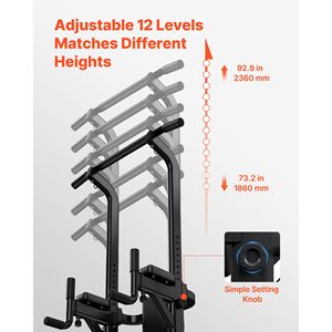 Torre di Allenamento 330 LBS con Stazione Dip Regolabile a 12 Livelli, Base Stabile a Forma di H, Supporto per Schiena e Barra per Trazioni in Acciaio - Product Image 4