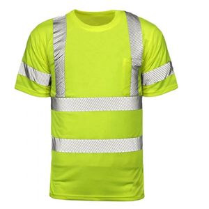 Camisetas de seguridad reflectantes amarillas, tejidas, transpirables y ecológicas para hombre, ropa de trabajo de verano. - Product Image 5