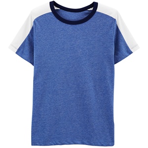Camiseta de Manga Corta Azul Marino para Niños con Bolsillo Gris, Informal, de Algodón, Tejido Jersey, Corte Regular, Color Sólido - Product Image 6