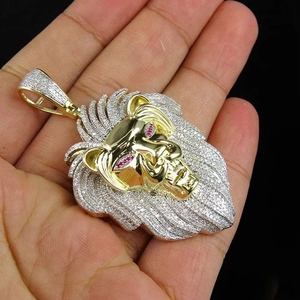 Colgante de Cabeza de León de Plata de Ley 925 con Moissanita VVS, Joyería Hip Hop Bling para Raperos, Colgante Bicolor Personalizado con Diseño de Animal para Hombres - Product Image 5