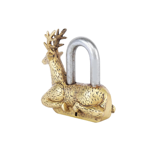 Cadenas en laiton vintage en forme de cerf, cadenas décoratif en laiton, cadenas à motif animal pour collectionneurs, décoration rustique pour la maison - Product Image 1