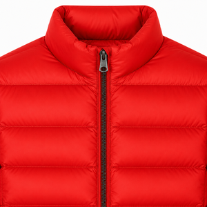 Men's <b>Red</b> Stand Collar Puffer Jacket Windproof Zipper Closure Casual Winter Outerwear Regular Fit Polyester Shell - Product Image 4