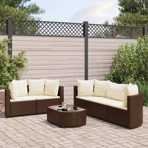 Set di Divani da Giardino in Rattan PE Marrone Modulare a 6 Pezzi - Product Image 1