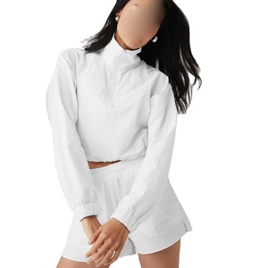 Custom Plain Streetwear Nylon Tracksuit Women's High Quality 2 Piece Set Lightweight Baggy Crop Windbreaker <b>Jacket</b> Track Suit - Product Image 4