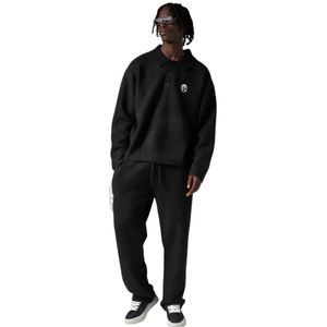 Men Knit <b>Long</b> Sleeve Polo Sweater <b>Black</b> Soft Textured Button Collar Pullover Casual Winter Top Cotton Blend OEM - Product Image 6