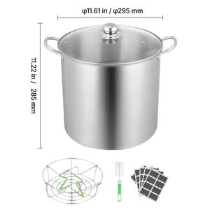 Pentola a bagno maria in acciaio inossidabile da 21 QT con griglia e coperchio in vetro a doppia maniglia per ristoranti - Product Image 6