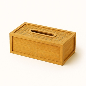 Caja de pañuelos con tapa de bambú brillante, ecológica y hecha a mano, estilo bohemio, para mesa - Product Image 3