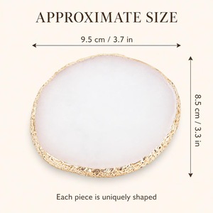 High Quality Eco-Friendly Modern Resin Oval <b>Mats</b>/Pads <b>Green</b> Gold Leaf Design 400mm Diameter 5mm Thick Custom Brand <b>Table</b> - Product Image 5