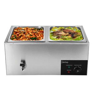 ZOKOP 110V 600W Équipement de maintien au chaud des aliments 10L*2 en acier inoxydable, chauffe-plats double pour soupes et plats préparés, couleur argent - Product Image 6