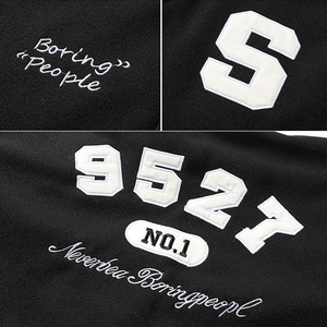 <b>Men's</b> Brown Varsity <b>Jacket</b> With White Sleeves Embroidered <b>Letter</b> S And Boring People Text Preppy Style Autumn Wear - Product Image 6