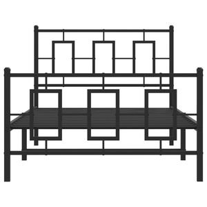 Cadre de lit double en acier noir avec revêtement poudré, lit rectangulaire en métal - Product Image 5