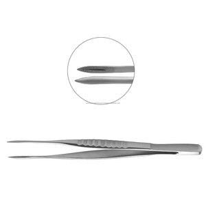Pince ophtalmique WPS Moorfield manuelle en acier inoxydable droite à dents rainurées pour la suture des tissus conjunctivaux microchirurgicaux - Product Image 1