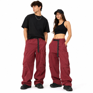 Custom Unisex Wide Leg Cargo Pants Casual Streetwear Utility Pocket Trousers Loose Fit <b>Techwear</b> Fashion Pants - Product Image 4
