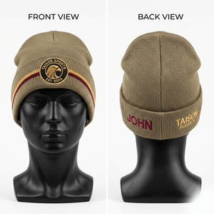 Premium 320 GSM Acrylic Knit Rugby Beanie Grey Cuffed Design Custom Embroidery Woven Patch Logo Team Winter <b>Hat</b> - Product Image 1