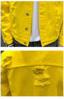 Chaqueta Vaquera Unisex Otoño/Invierno con Cuello Vuelto, Ajuste Holgado/Entallado, Manga Larga, Estilo Vintage Y2K, con Botones, Lavado Ácido y Estampado Patchwork 100%