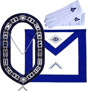 Tablier et collier de maître maçon bleus brodés à la main, taille unique, en polyester - Product Image 6