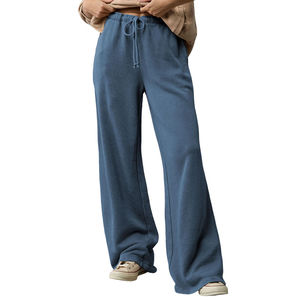 Pantalon de survêtement en molleton bouclette pour femme, coupe large, taille élastique, imprimé sérigraphié, décontracté, ample, streetwear printemps - Product Image 1