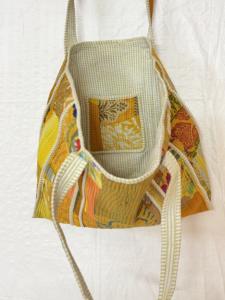 Bolsa de Compras Reutilizable Ecológica, Ligera, Abierta, de Seda Vintage Hecha a Mano, para Mujer, FABRICATEFIZZ, Étnica, India, Acolchada - Product Image 4