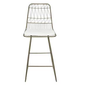 Chaise de bar élégante de style nordique en métal et bois avec repose-pieds pour îlot de cuisine domestique - Product Image 1