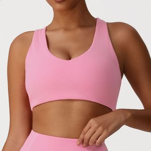 Wholesale Simple Crisscross Back Yoga Sports <b>Bra</b> with <b>Removable</b> <b>Padding</b> Breathable & Eco-Friendly Medium Support Front Logo - Product Image 5