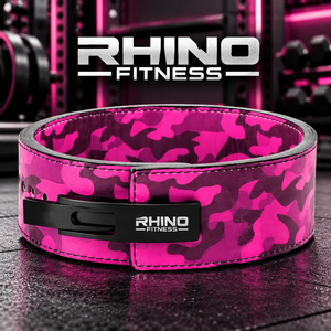 Rhino Fitness Pink Camo Neoprene Weightlifting Belt Adjustable Lever Buckle Professional Protection Wrap-around <b>Waist</b> Support - Product Image 1