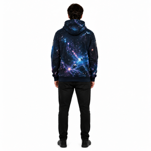 Sudadera con capucha de poliéster sublimado con estampado de astronauta de la galaxia, estrellas que brillan en la oscuridad, ropa urbana para hombre, OEM, fábrica personalizada - Product Image 2