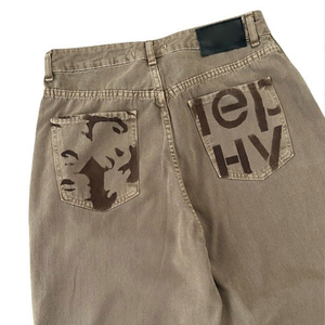 Pantalones Vaqueros con Estampado Gráfico, Corte Holgado, Diseño Personalizado, Lavado Vintage, Estilo Urbano, Hip Hop, Y2K, Pantalones Rectos - Product Image 5