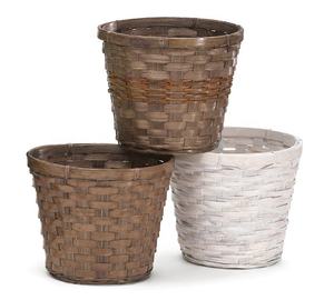 Pot de fleurs rond en bambou brun traditionnel vietnamien, économique, avec doublure en plastique, écologique et durable pour l'utilisation en jardin - Product Image 5