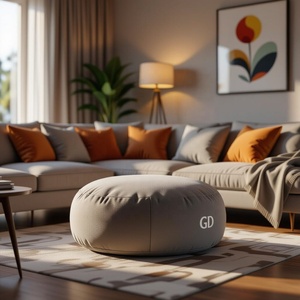 Puf de Tela Marrón Simple, Banco Redondo sin Patas, Versátil para Sala de Estar, Dormitorio, Taburete, Banco Calabaza para Apartamento, Gran Venta - Product Image 3