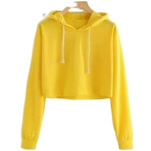 Couleur unie Femmes Pull Crop Top Personnalisé Hoodies Femmes Manches Longues Crop Top Hoodies - Product Image 2