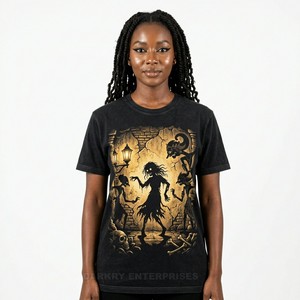 Camiseta con Gráfico de Acuarela Personalizada para Mujer, Camiseta Artística con Retrato de Zombie, Estampado Abstracto de Terror, Fabricante de Camisetas de Moda de Algodón - Product Image 6