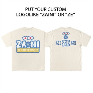 T-shirt simple pour homme en coton premium 270 GSM, couleur unie sur le devant, logo personnalisé imprimé à l'écran, anti-plis, col rond, manches courtes, tee-shirt décontracté - Product Image 1