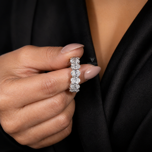 Anillos de Eternidad de Oro Sólido de 14K con Diamantes Cultivados en Laboratorio de Forma Ovalada de 4*6mm, D VVS, para Regalo de Compromiso o Cita - Product Image 4