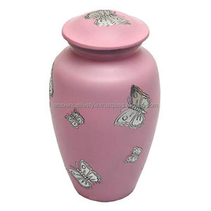 Urna de cremación de aluminio hecha a mano directa de fábrica mariposa azul grabado para adultos para funerales por Ambience Lifestyle - Product Image 2