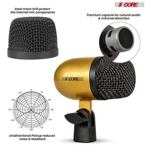 Kit de Micrófonos Profesionales de 5 Núcleos para Conga, Snare y Tom, con Conexión XLR, Cardioide y Unidireccional - Product Image 3