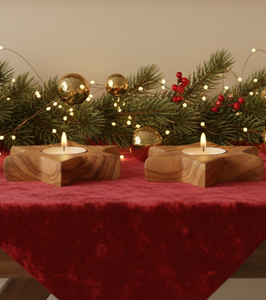 Porte-bougie chauffe-plat en bois naturel en forme d'étoile, fait main – Centre de table rustique de Noël et décoration intérieure - Product Image 2