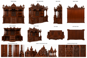 Large Size Pooja Mandirs for Home in Teak Wood With <b>Storage</b> <b>Cabinets</b> Export Quality Large Wooden <b>Mandir</b> for Home Worship For USA - Product Image 6